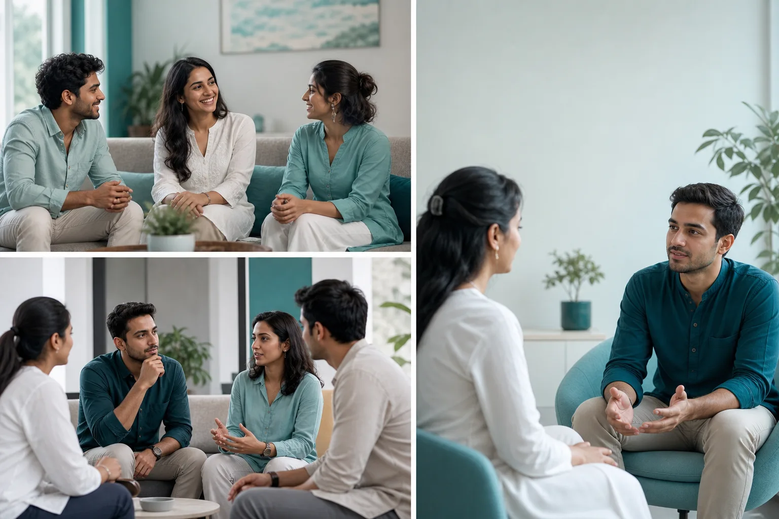 Colleagues listening thoughtfully during a group discussion