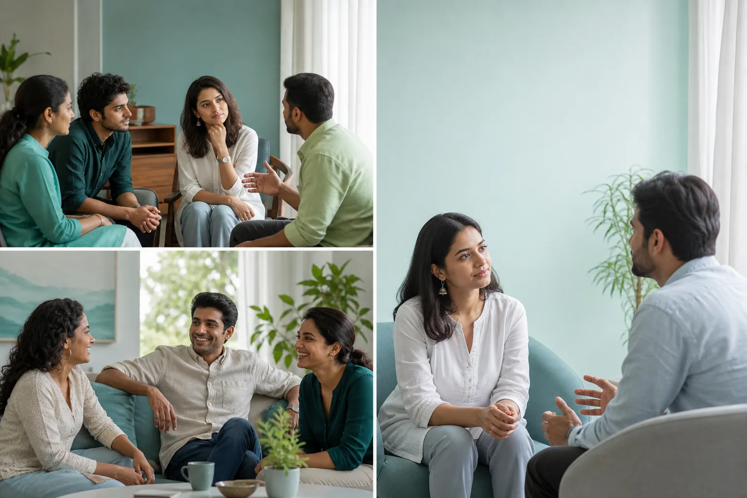 Friends sharing an open conversation in a relaxed setting
